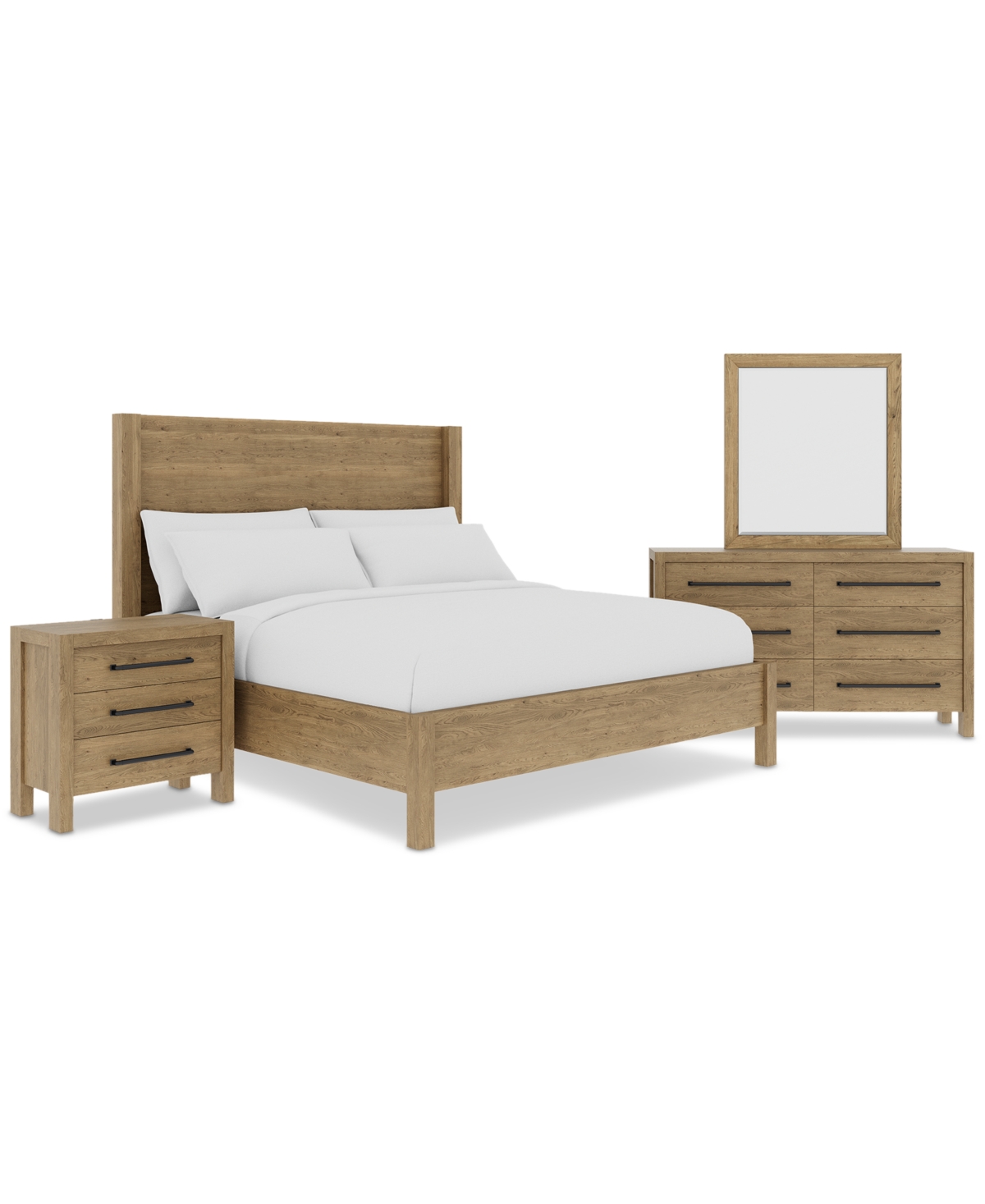 Macy's Davie 3-pc. King Set (panel Bed, Dresser & 3-drawer Nightstand) In Brown