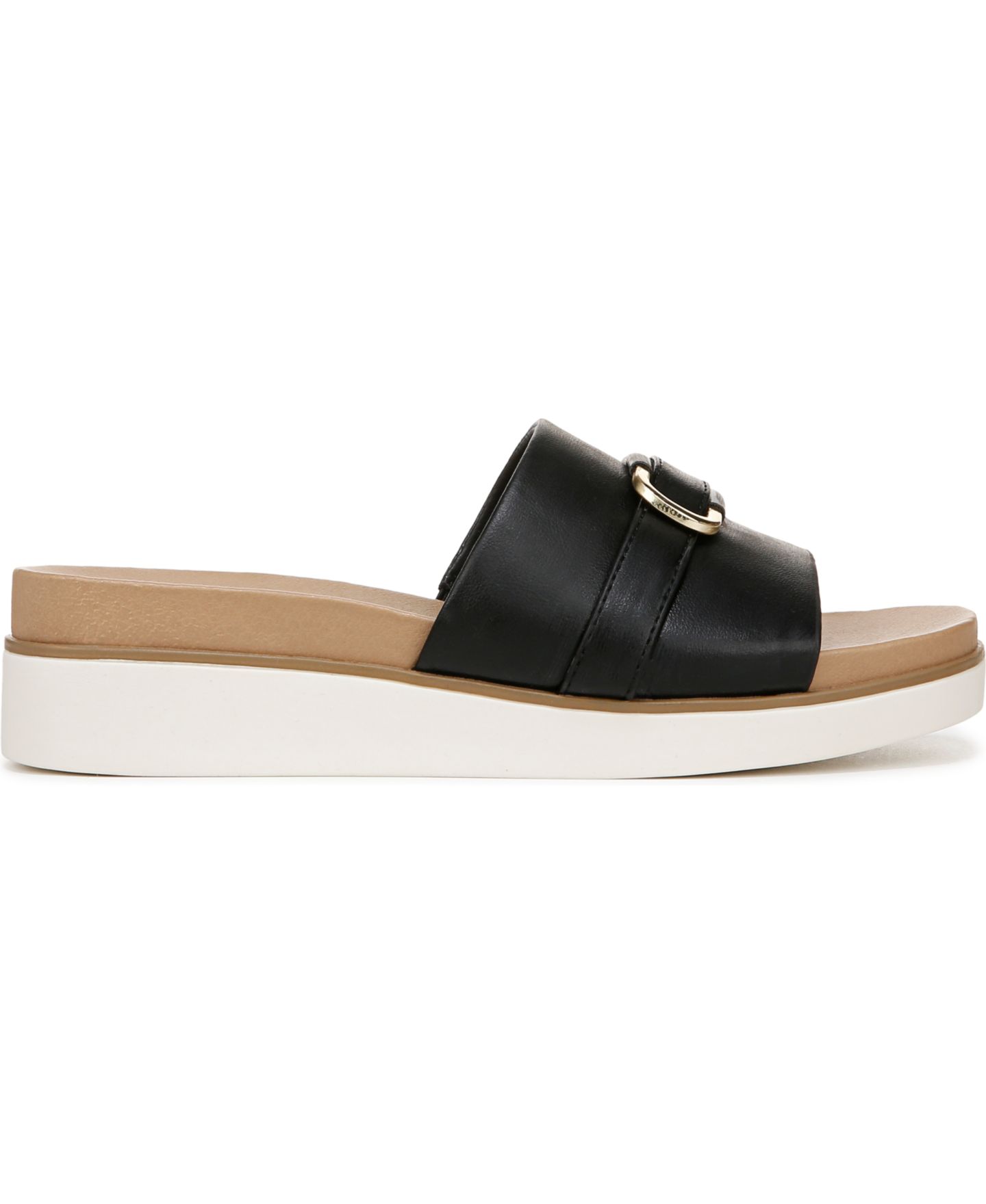 Женские сандалии LifeStride Genevieve Square Open Toe Slide Platform, цвет: Чёрная искусственная кожа — фото 2
