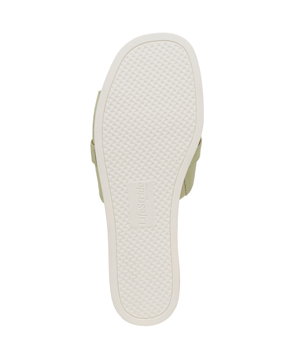 Lifestride Women's Genevieve Square Open Toe Slide Platform Sandals In Palm Green Faux Leather