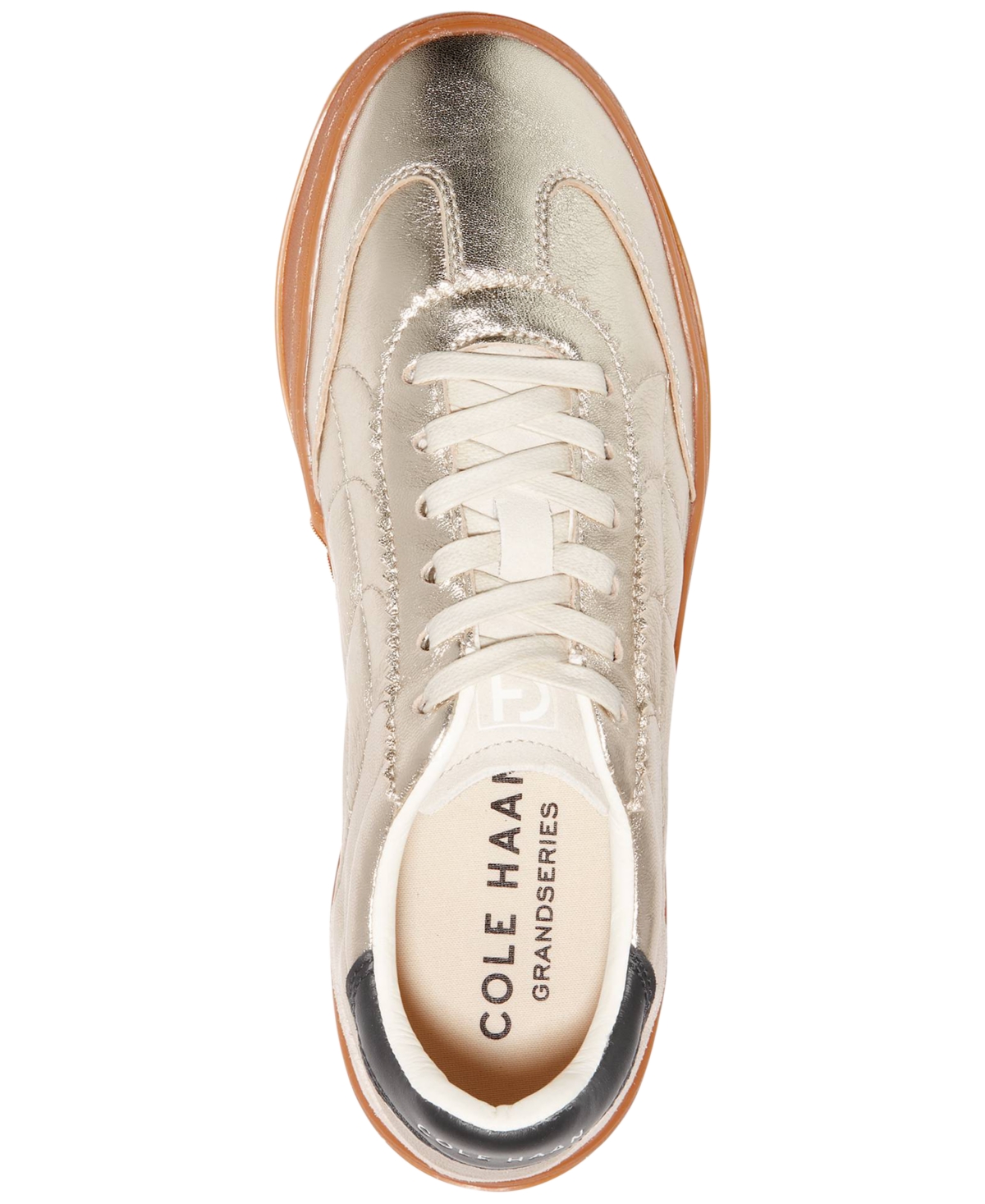 Shop Cole Haan Women's Grandprã Breakaway Lace-up Low-top Sneakers In Gold Talca,birch Suede,black Suede