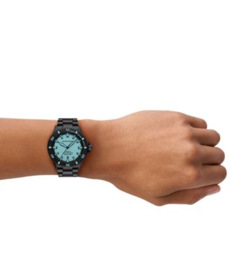 Men's Automatic Sea Explorer Black-Tone Stainless Steel Bracelet Watch 43mm