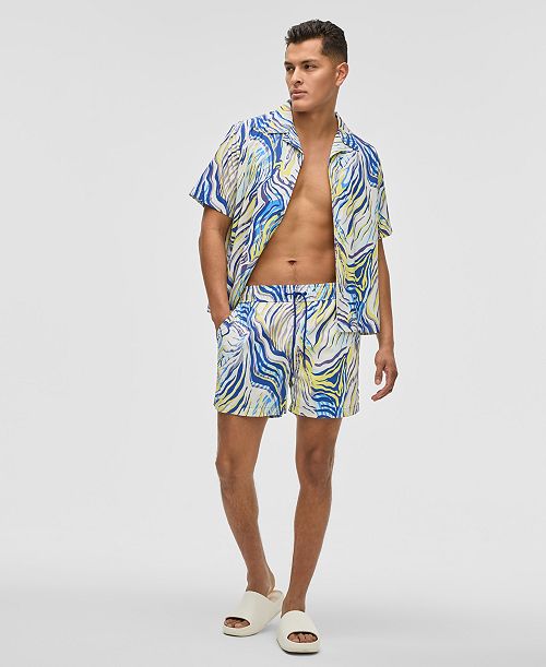 alfani Mode of One Men's Retro Wave Regular-Fit Printed Swim Trunks Exclusively at Macy's Men's Fashion & Accessories