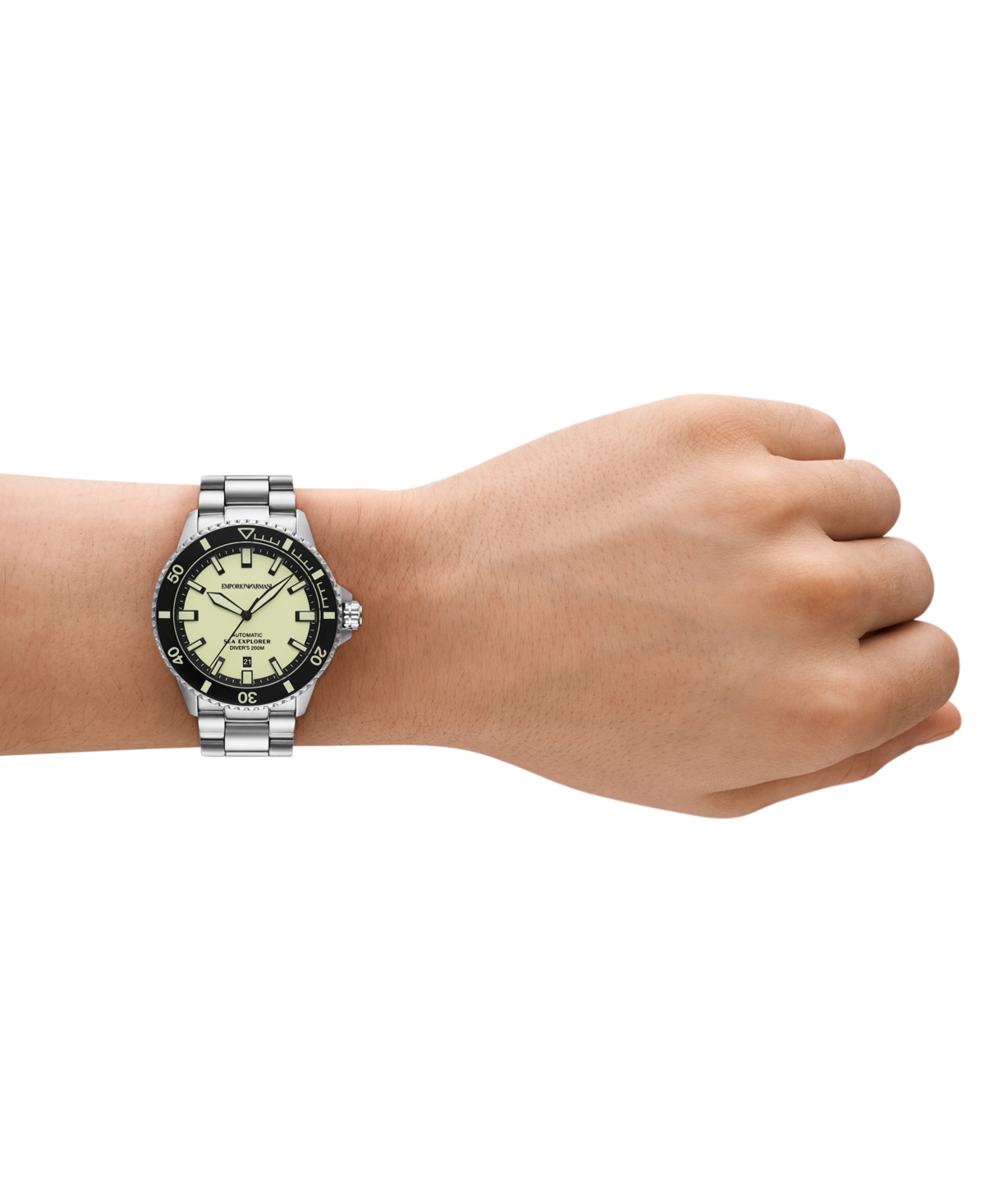Emporio Armani Men's Automatic Sea Explorer Stainless Steel Bracelet Watch 43mm In Silver