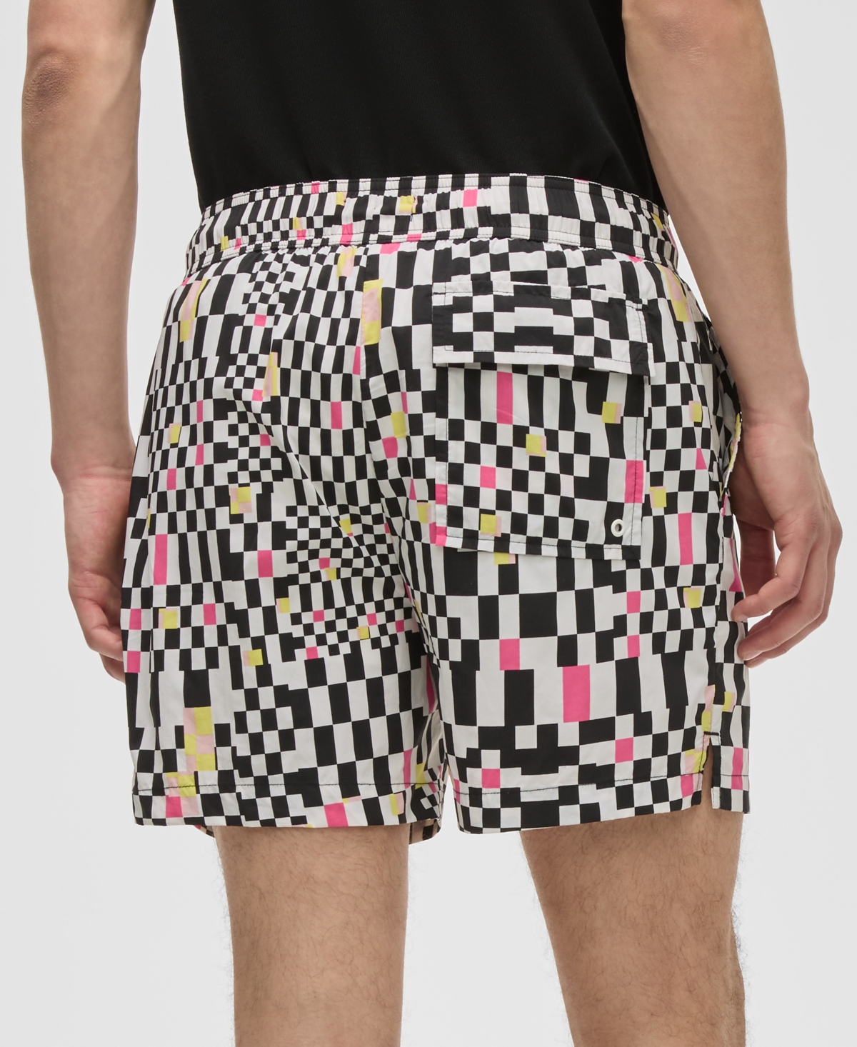 Mode of One Men's Mixed Check Regular-Fit Printed Swim Trunks, Exclusively at Macy's