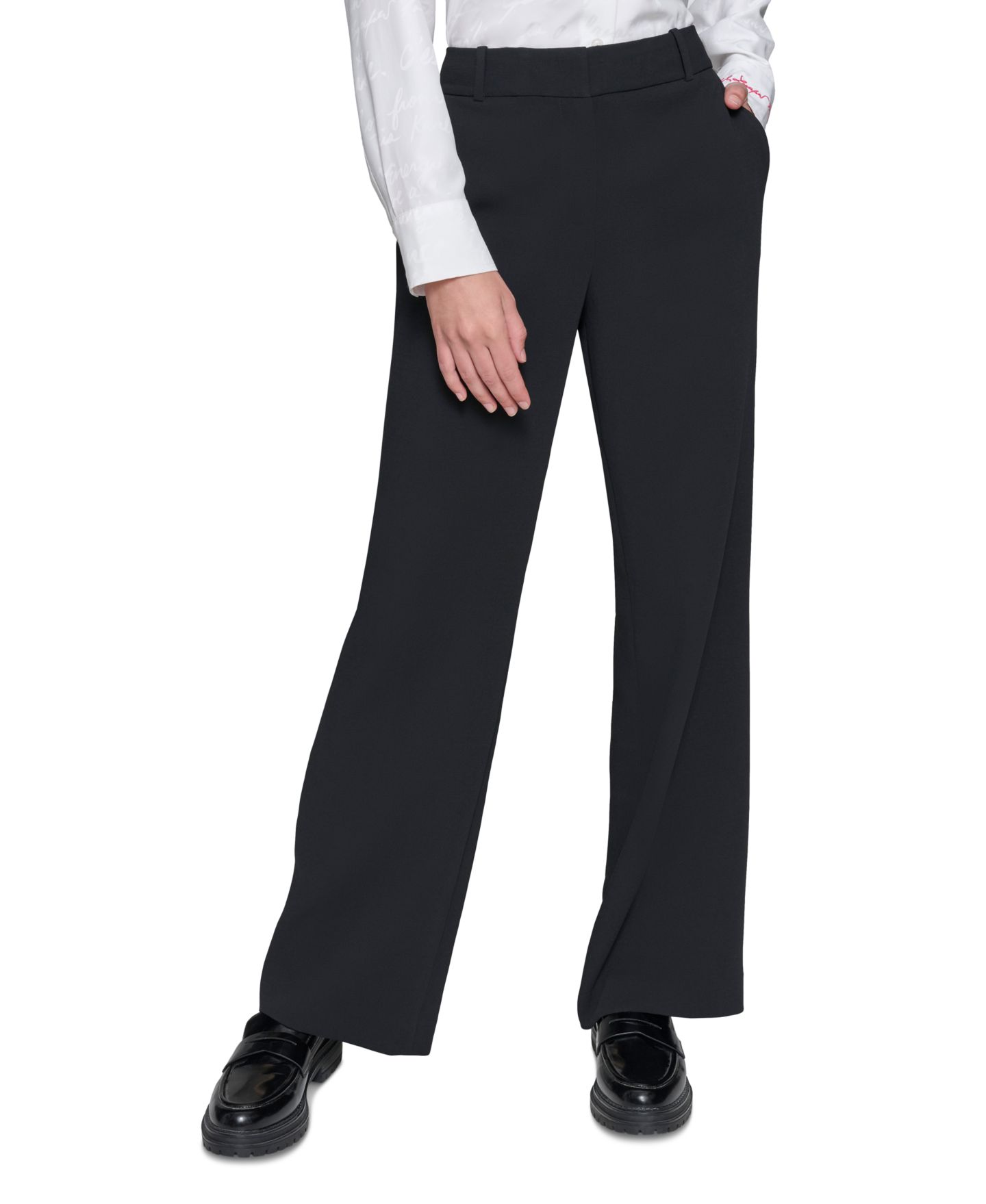 Женские брюки KARL LAGERFELD PARIS Bootcut High-Rise, цвет: Чёрный — фото 1