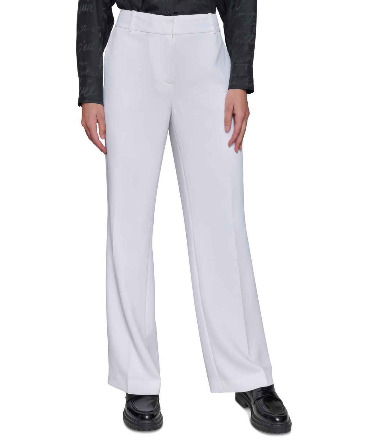 Shop Karl Lagerfeld Women's Bootcut High-rise Pants In Soft White