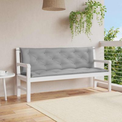 Garden Bench Cushion Gray 59.1"x(19.7"+19.7")x2.8" Oxford Fabric