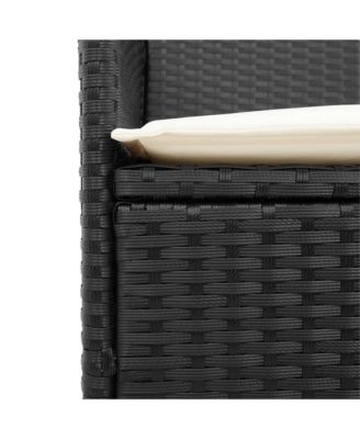 Patio Chairs with Cushions 2 pcs Black Poly Rattan&Solid Wood