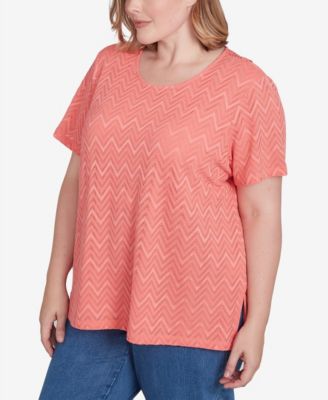 Plus Size Classic Textured Chevron Lace Back Top