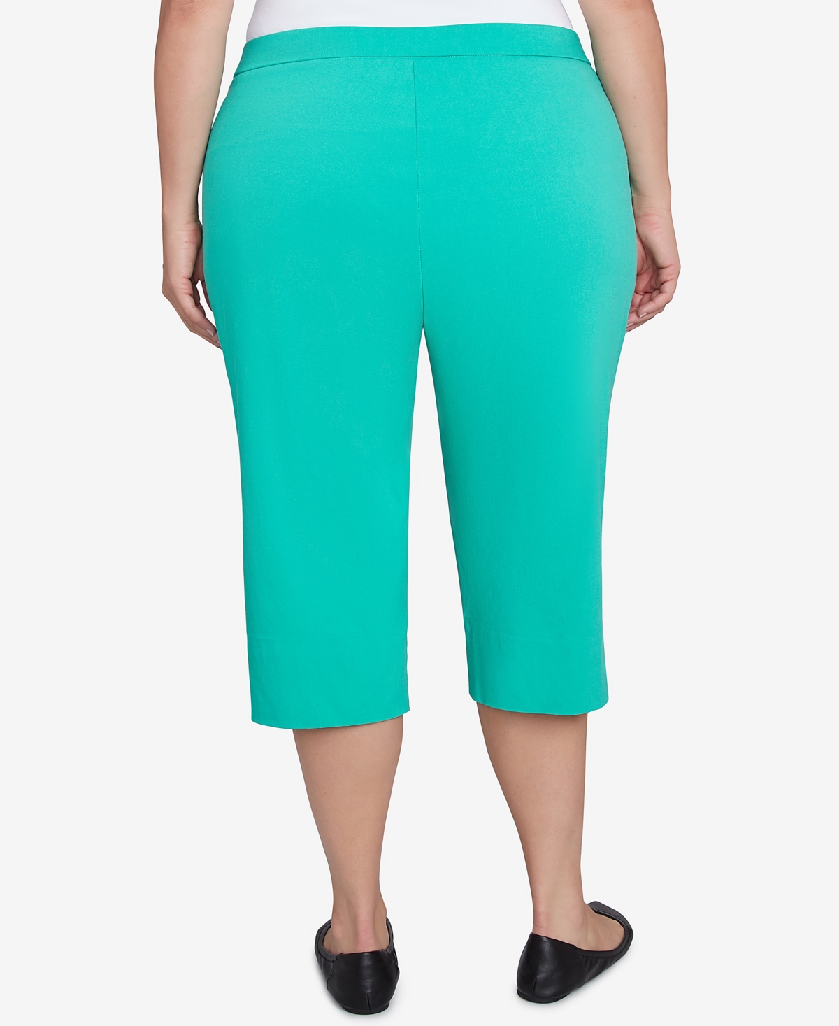 Alfred Dunner Plus Size Classic Flat Front Allure Clamdigger Pants In Jade