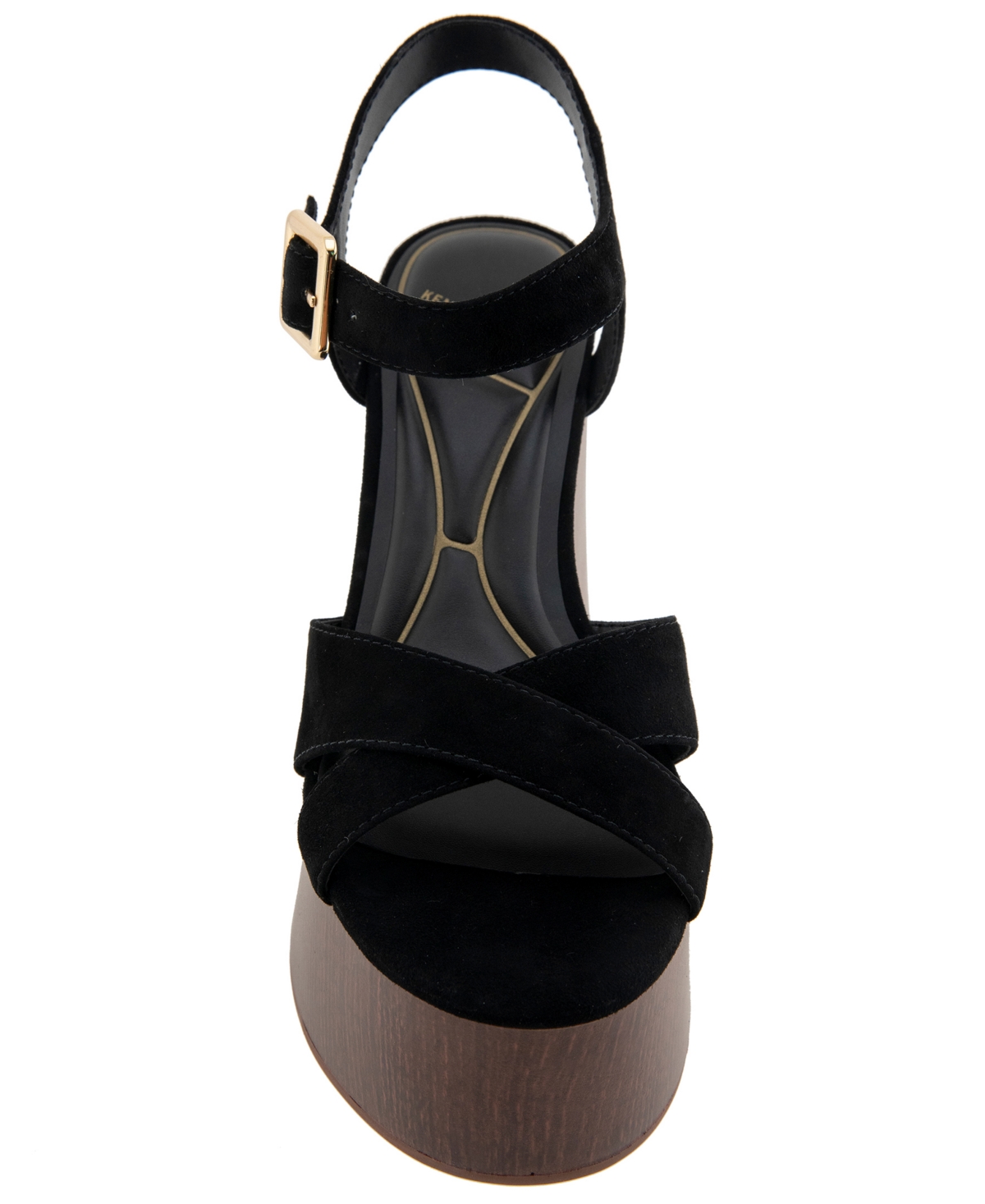 Shop Kenneth Cole New York Women's Taelyn Platform Wedge Sandals In Black Suede
