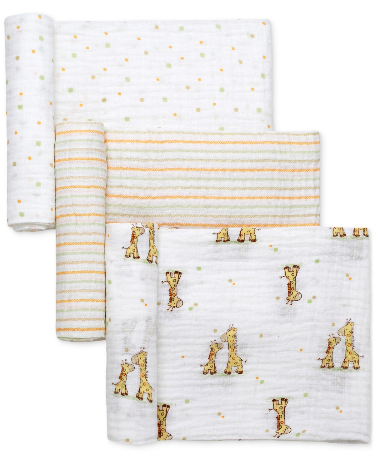 Shop Little Me Baby 3-pc. Muslin Giraffe Blankets Set In White