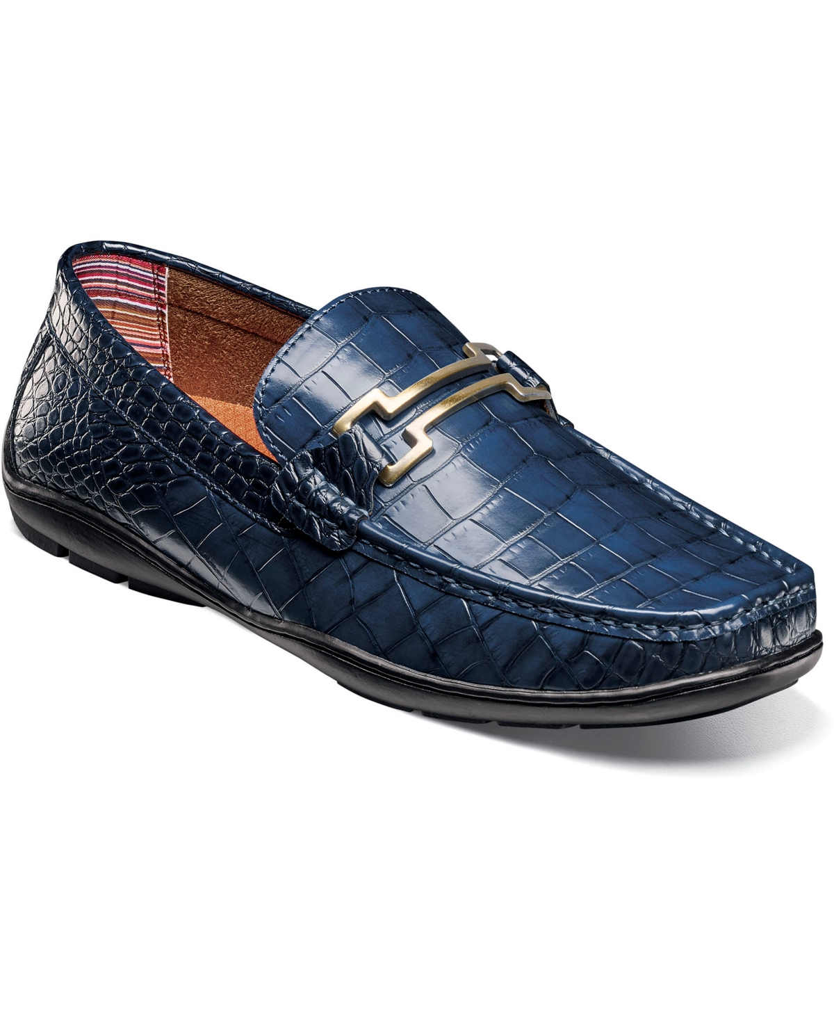 Stacy Adams Men's Embrey Moc Toe Bit Slip On Loafer In Navy