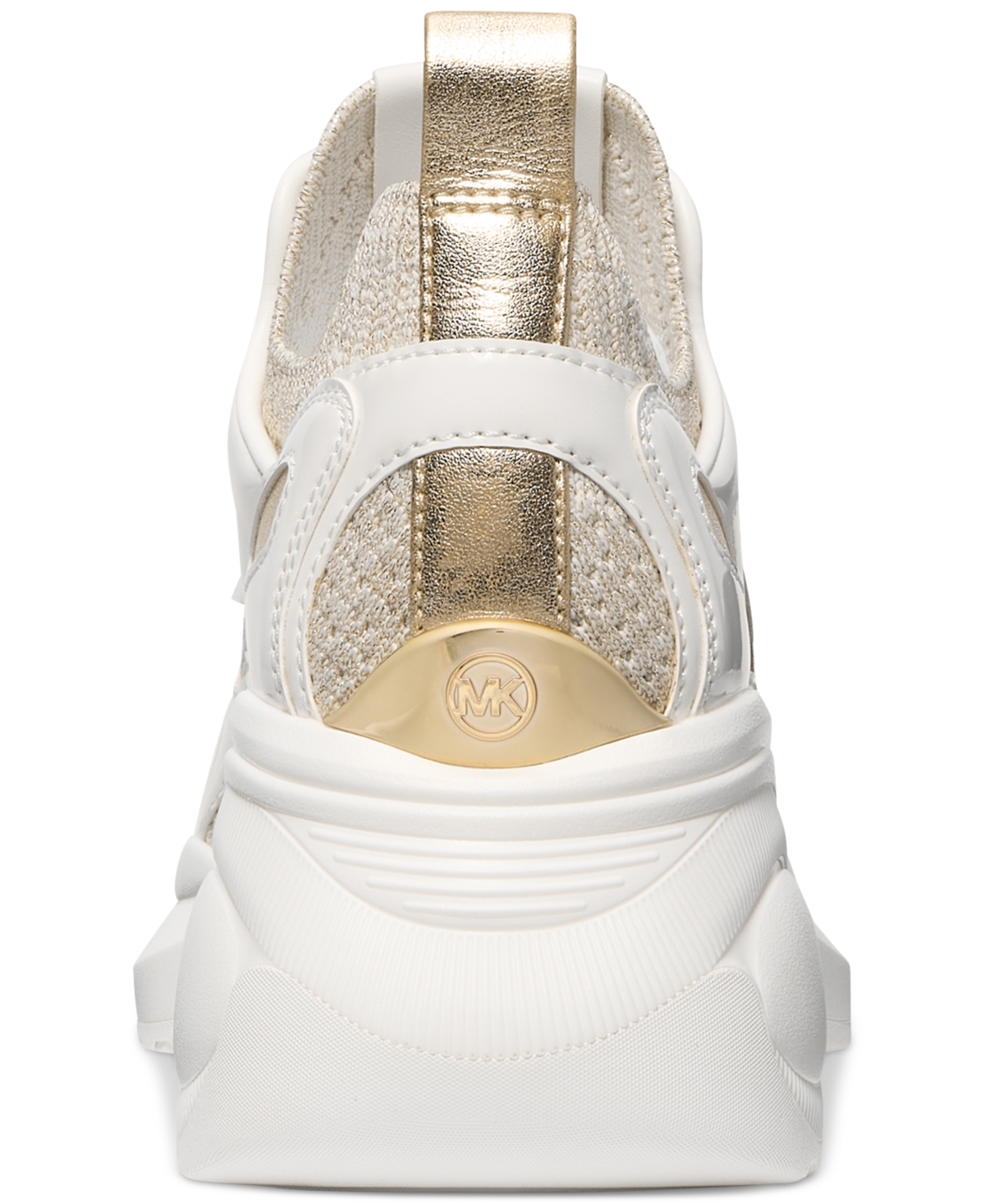 Michael Kors Zuma Metallic And Mesh Trainer In Pale Gold