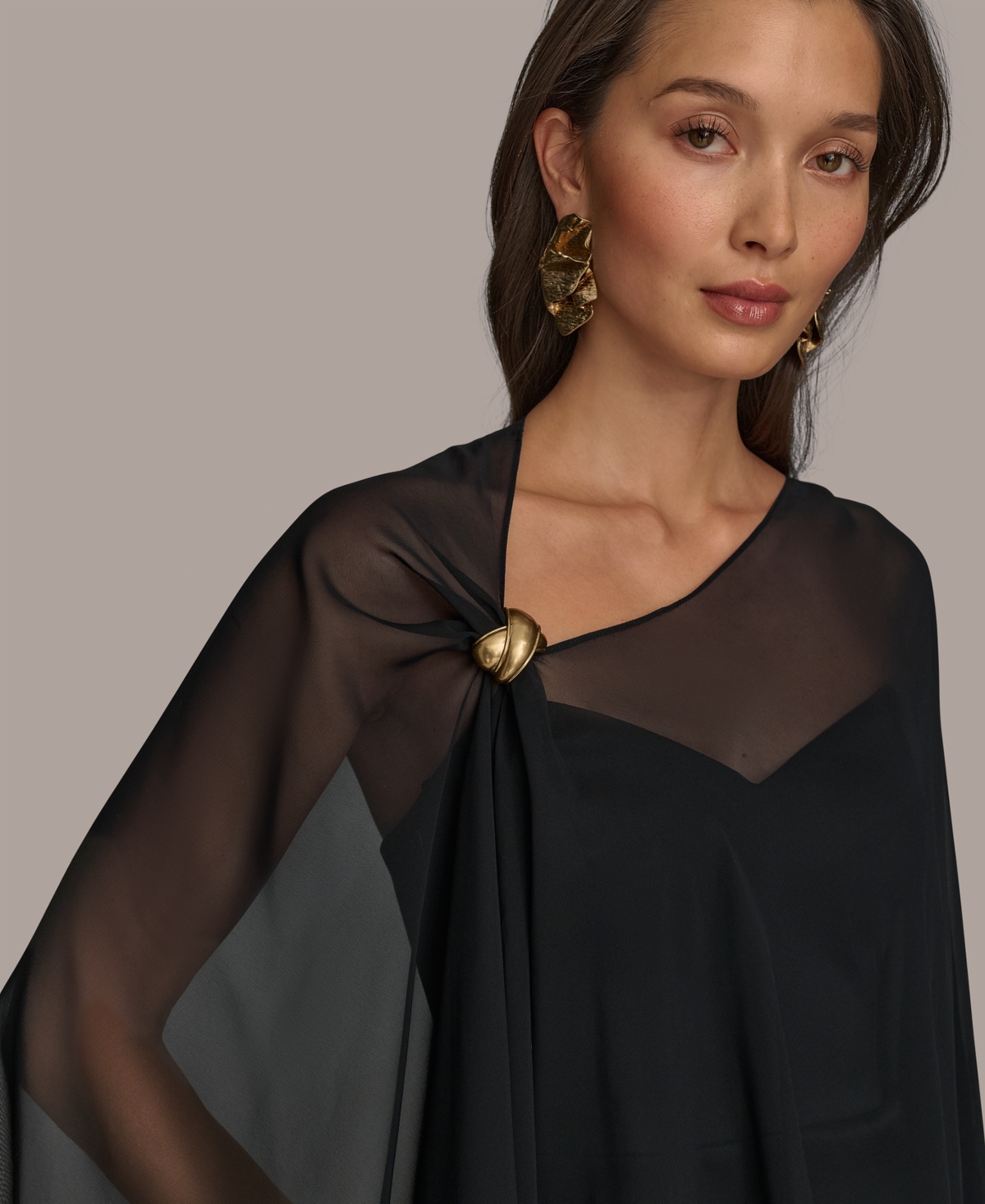 Donna Karan Women's Chiffon Formal Cape In Black