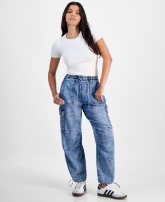 Vanilla Star Juniors' High-Rise Drawstring-Waist Cargo Pants - Macy's
