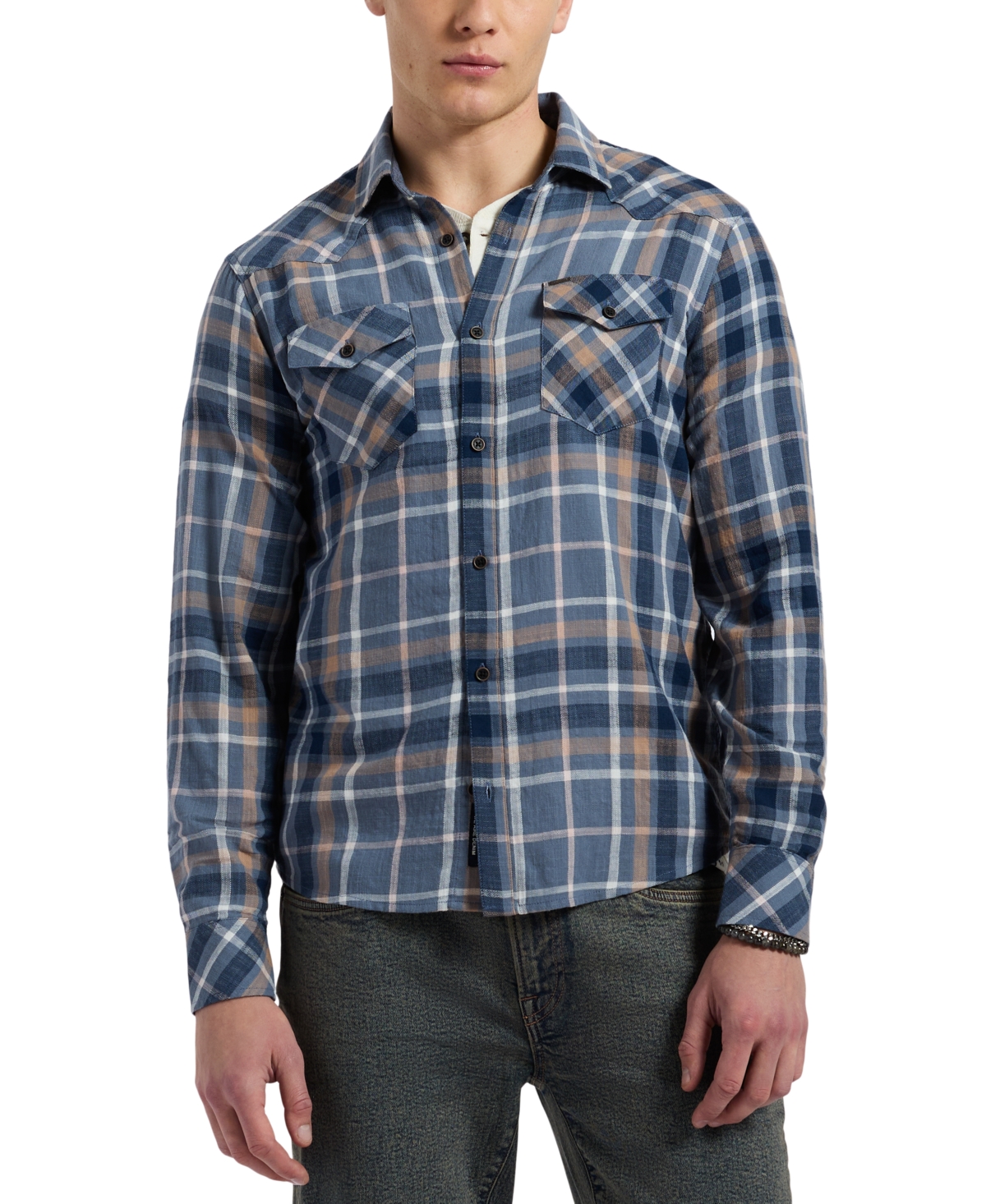 Buffalo David Bitton Men's Sierra Relaxed-fit Plaid Button-down Shirt In Moonlight Blue