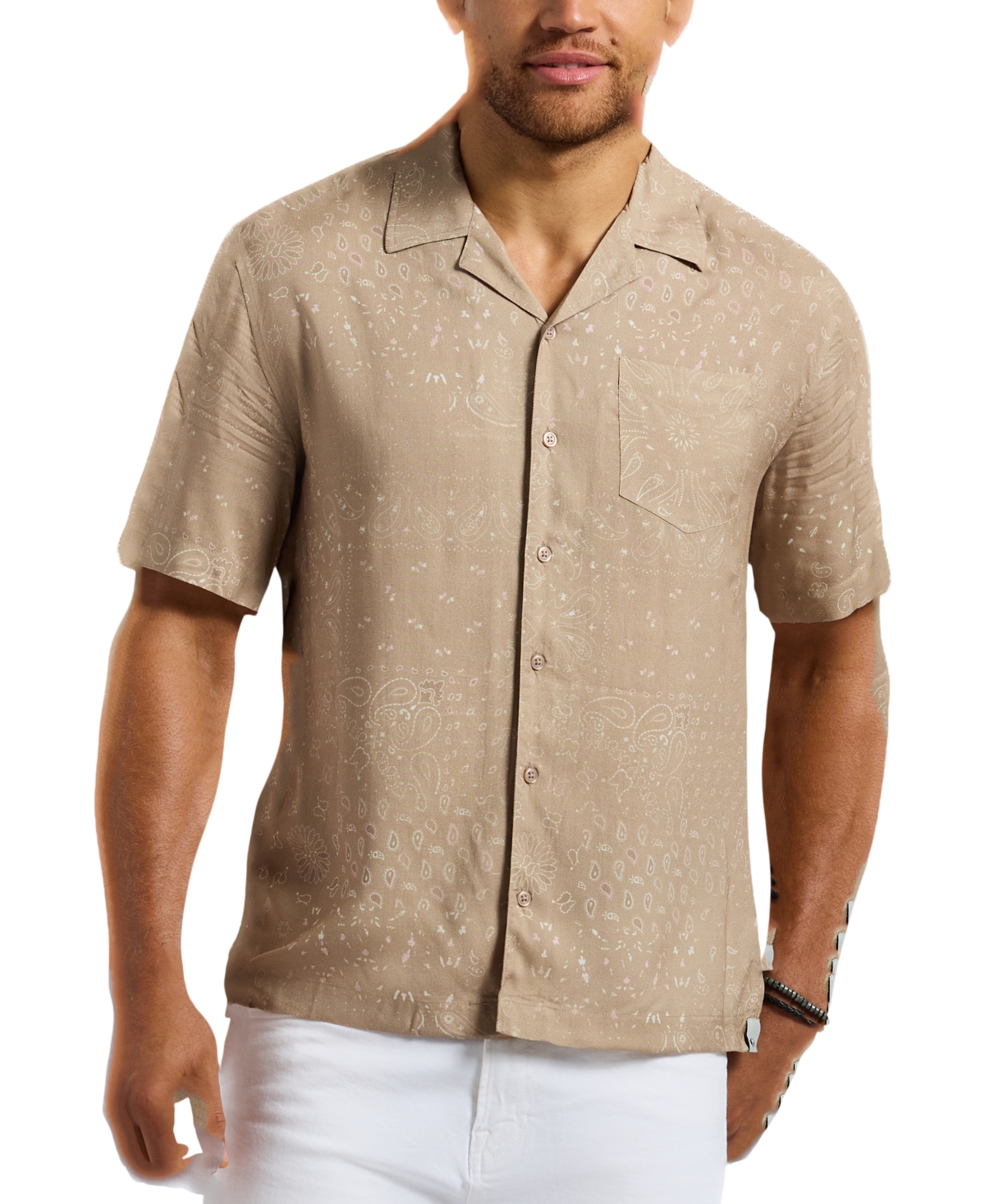 Men's Sandro Regular-Fit Paisley-Print Button-Down Camp Shirt - Tuffet