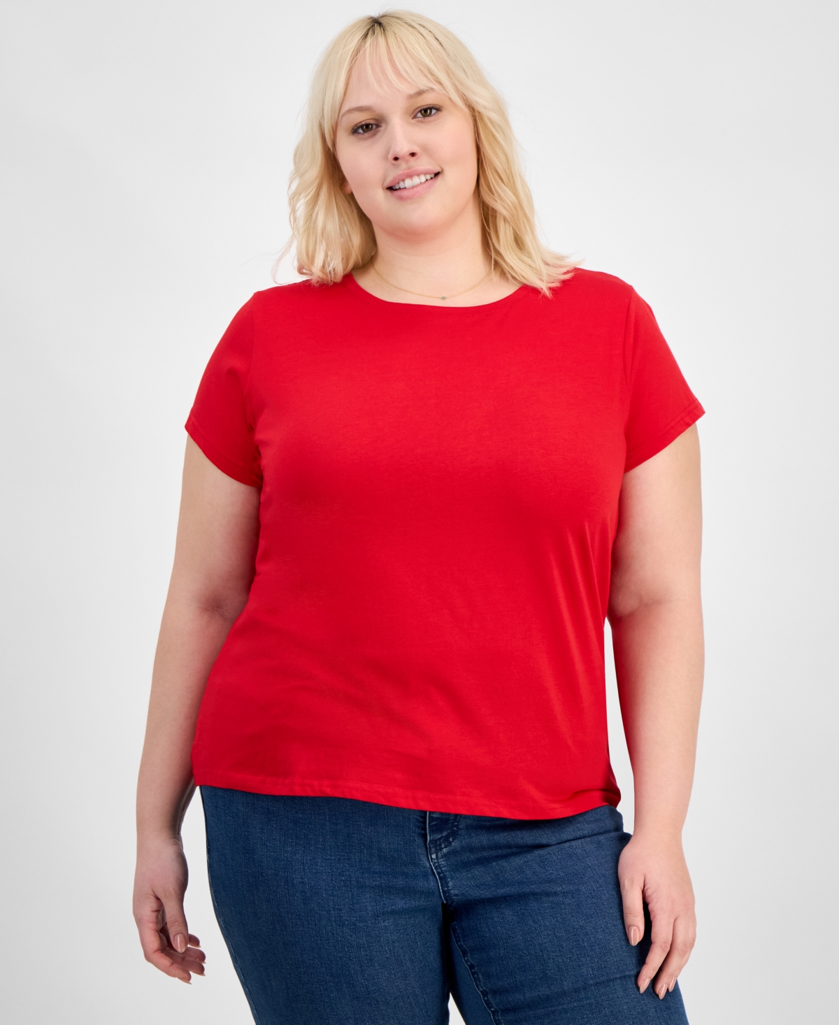 Aveto Plus Size Basic Crewneck Short-sleeve T-shirt In Red