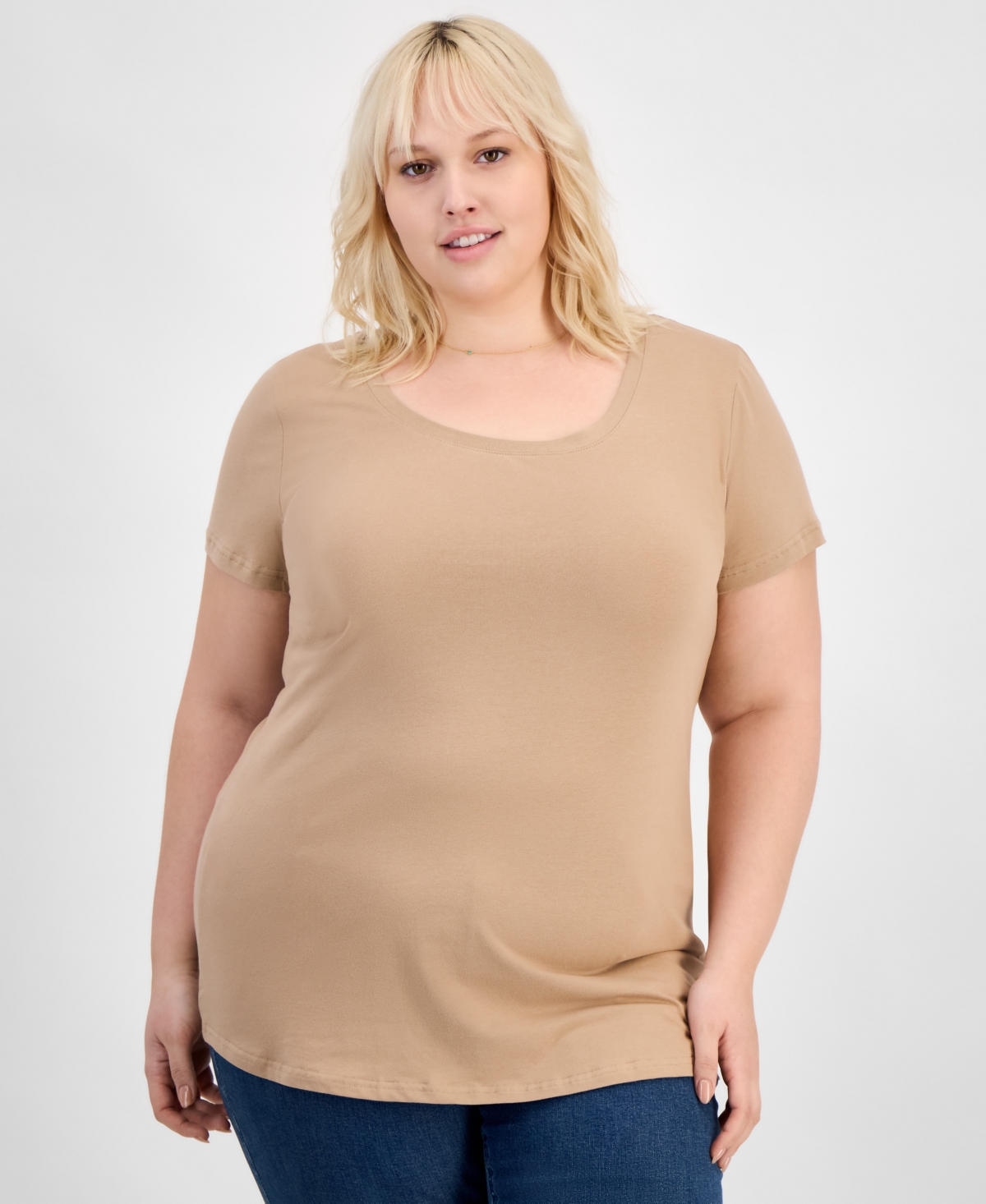 Trendy Plus Size Scoop-Neck T-Shirt - Zinfandel