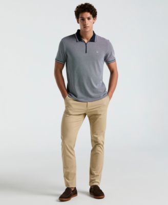Men's Quarter-Zip Jacquard Polo Shirt
