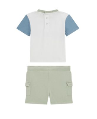 Baby Boy 2-Piece Short Sleeve Gradient Logo T-Shirt and Cargo Short
