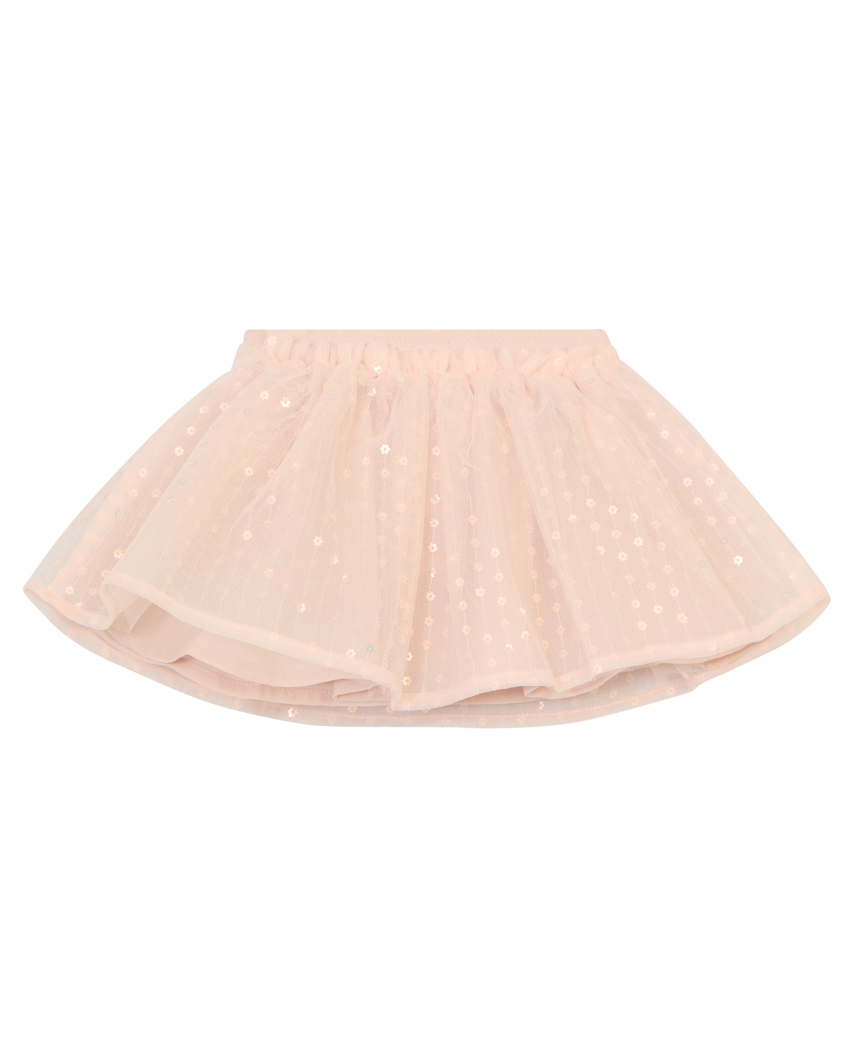 Guess Baby Girl 2-piece Short Sleeve T-shirt And Mesh Sequin Skirt In White