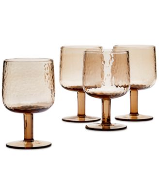 Oake - Amber Textured Wine Glasses, Set of 4