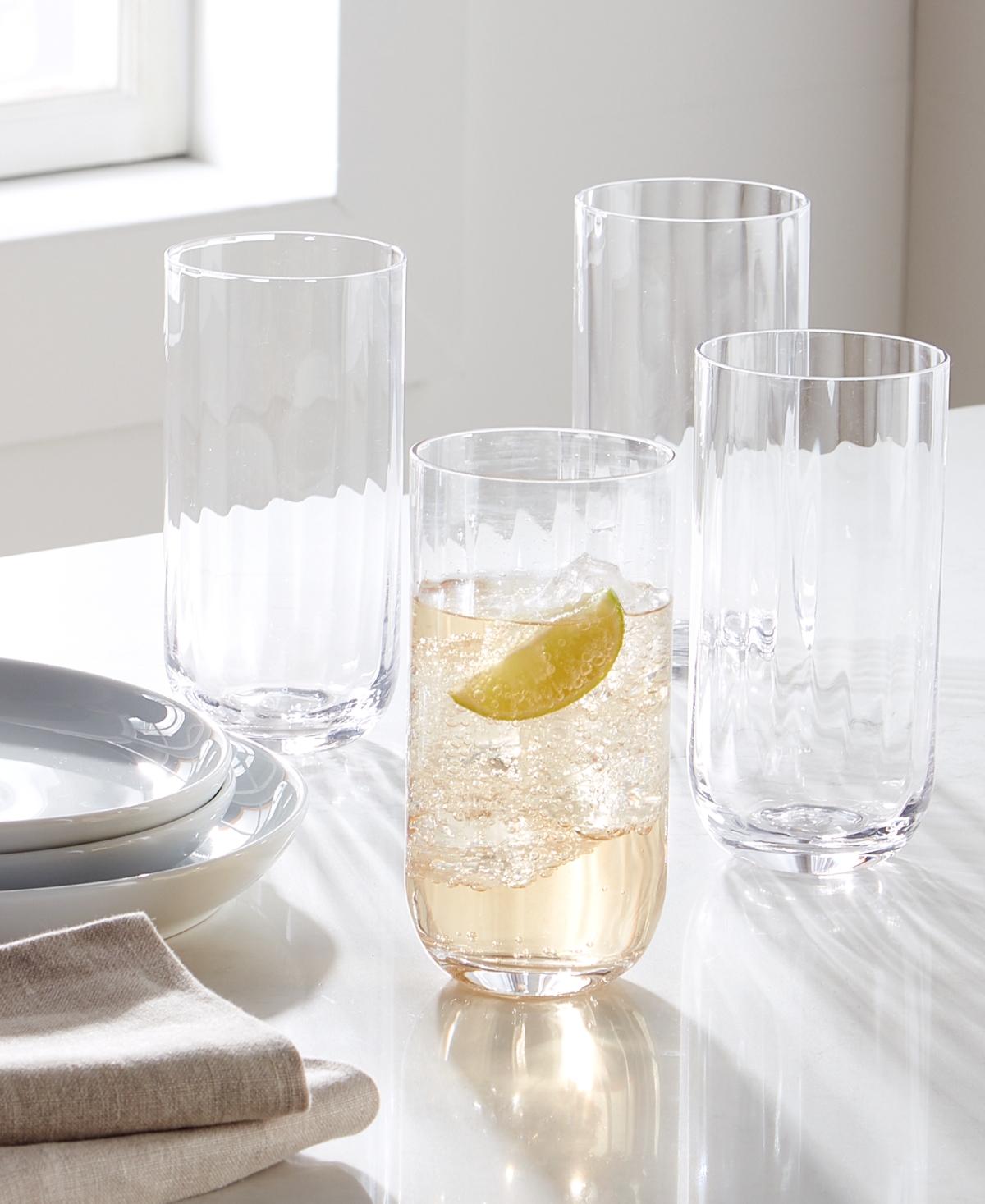 The Cellar Optic Highball Glasses, Set Of 4, Exclusively At Macy's In Clear