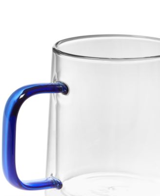 Blue Handle Glass Mugs, Set of 2, Exclusively at Macy's