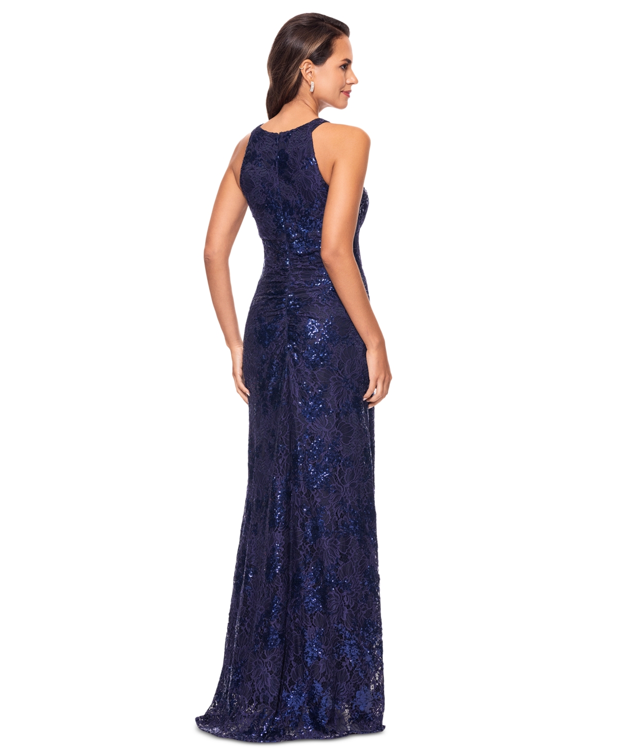 BETSY & ADAM BETSY & ADAM PETITE SLEEVELESS SCOOP-NECK SEQUIN LACE GOWN 