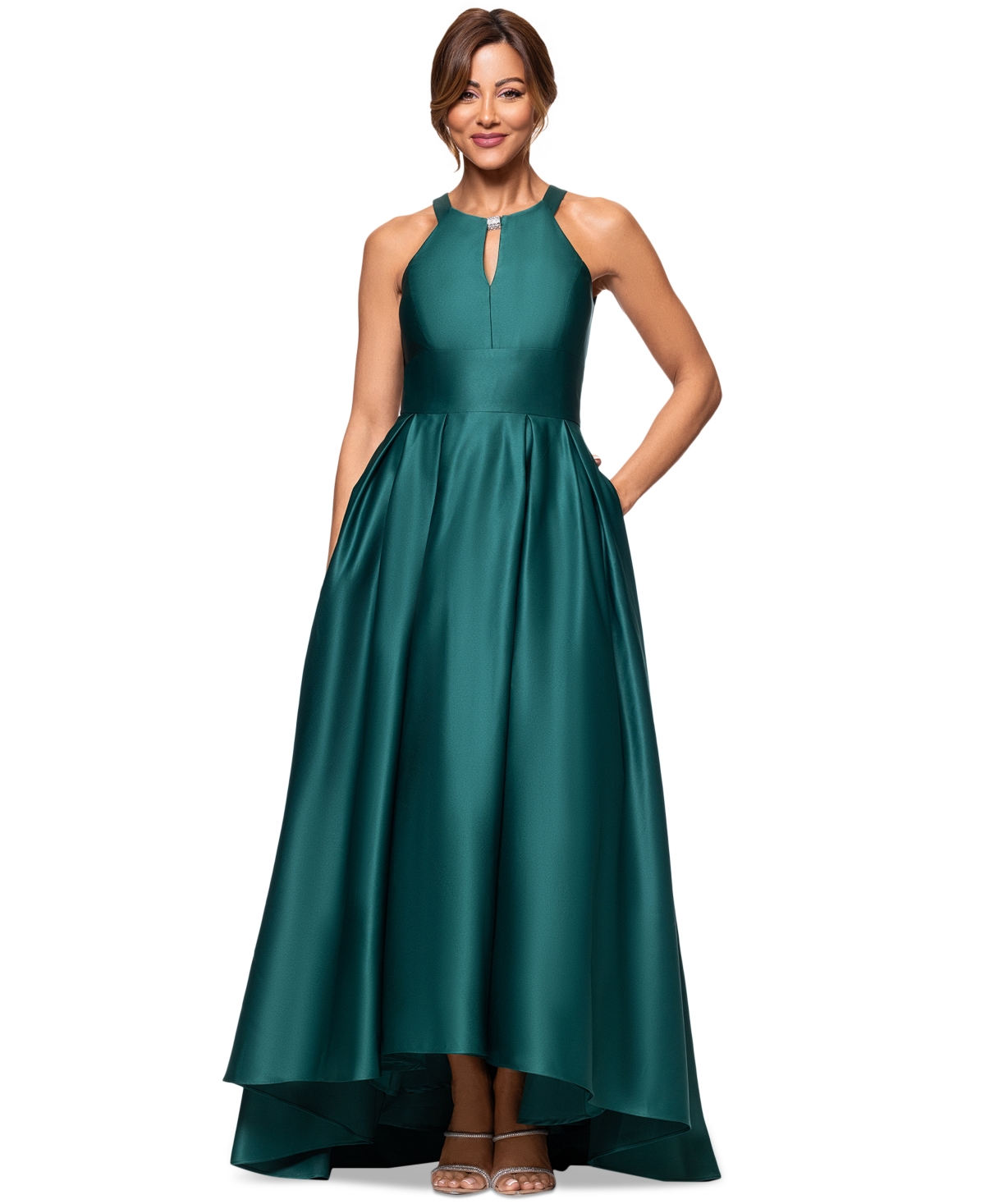 BETSY & ADAM BETSY & ADAM WOMEN'S KEYHOLE HIGH-LOW GOWN 