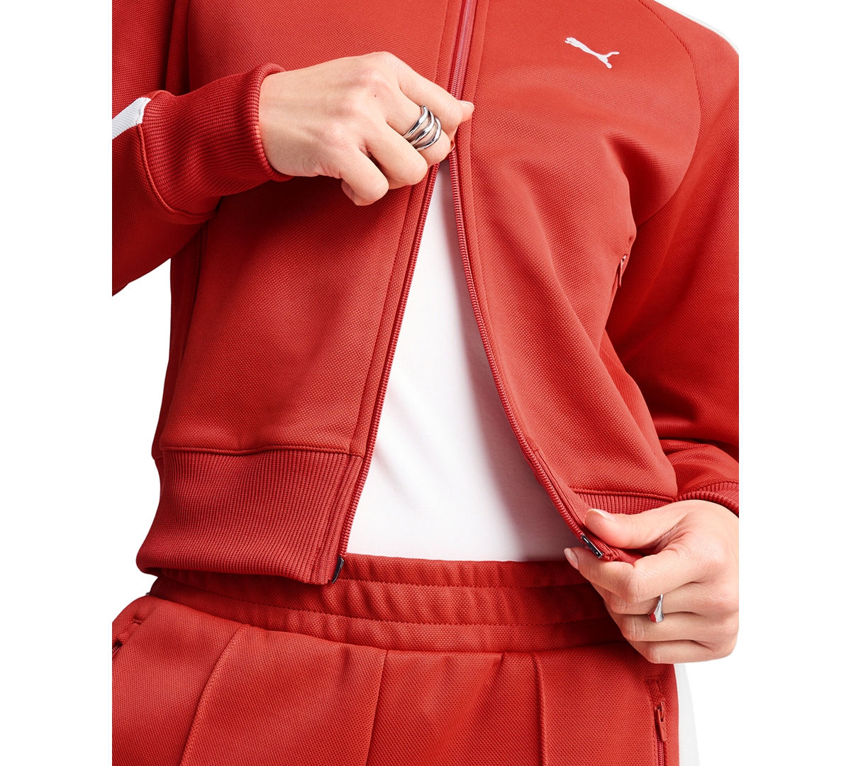 Shop Puma Women's T7 Always On Long-sleeve Short Track Jacket In Red Fire