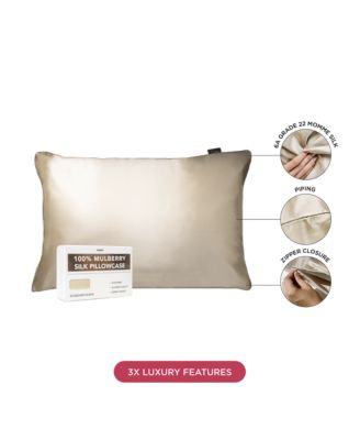 22 Momme 100% Mulberry Silk Pillowcase, Zipper, Machine Washable