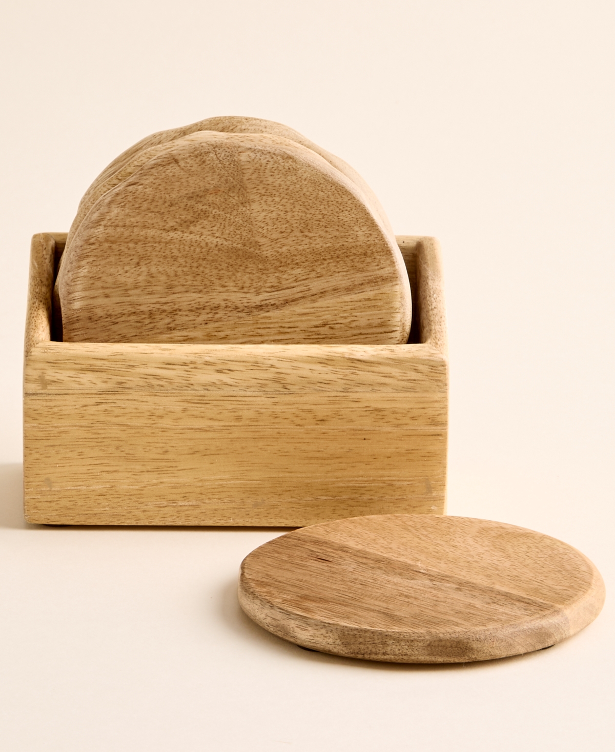 Oake 4-pc. Wooden Coasters With Holder, Exclusively At Macy's In Wood