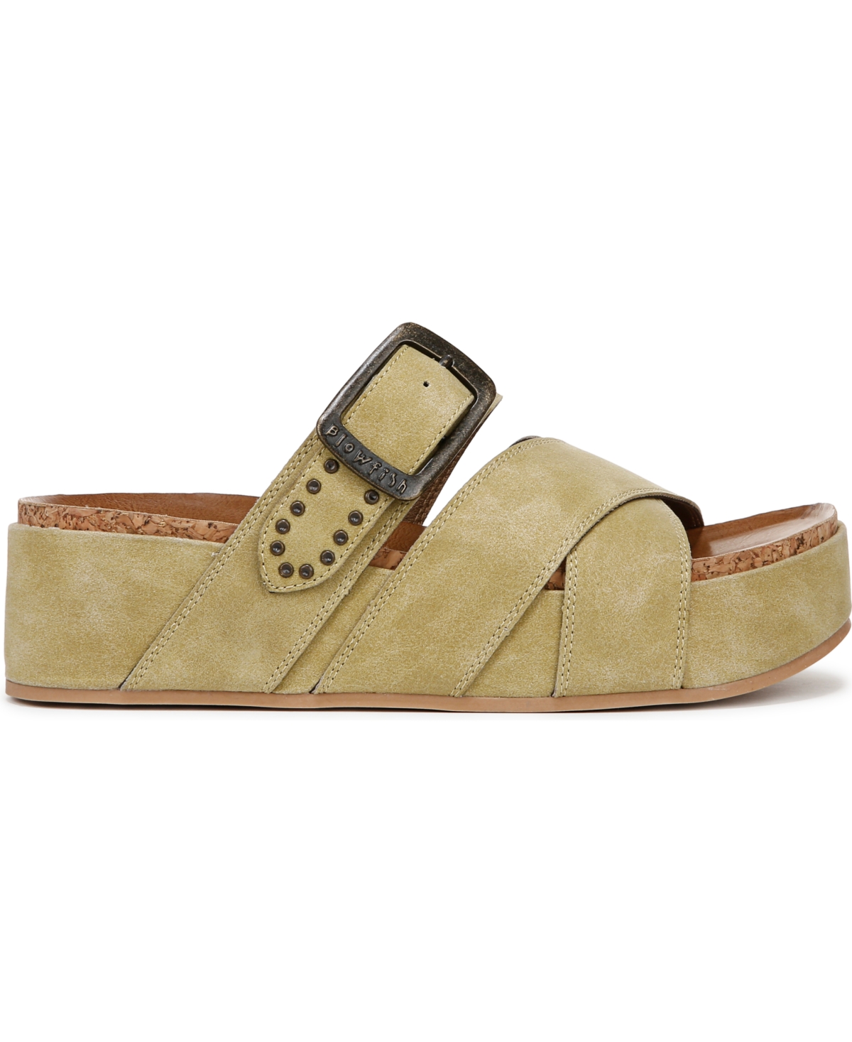 Blowfish Malibu Iris Platform Wedge Slide Sandal In Pistachio Faux Suede