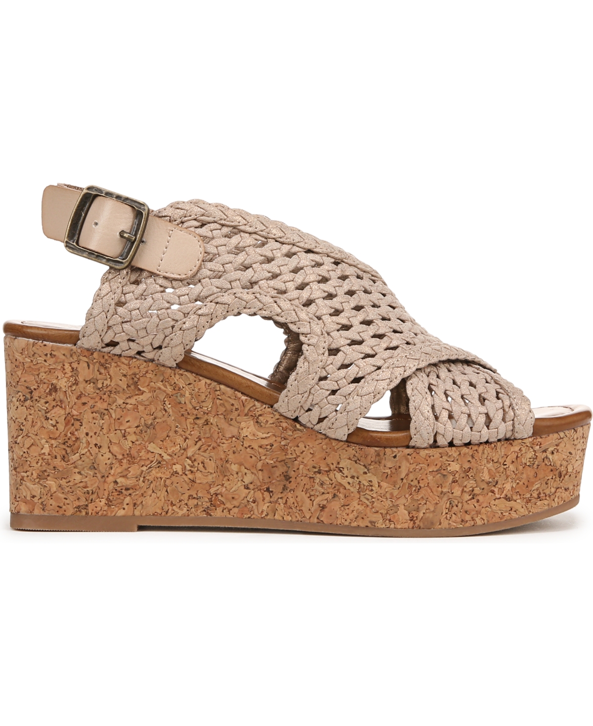 Blowfish Malibu Women's Andrea Square Peep Toe Slingback Wedge Sandals In Gold Metallic Fabric