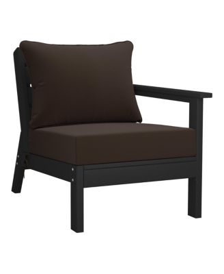 Outdoor Patio HDPE Black Loveseat Sofa with Patio Cushions