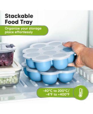 Prep Silicone Baby Food Freezer Tray with Clip-on Lid, 2oz x 10 Silicone Freezer Molds, BPA-Free Baby Food Storage
