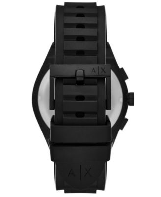 Men's Quartz Chronograph Black Silicone Watch, 42mm