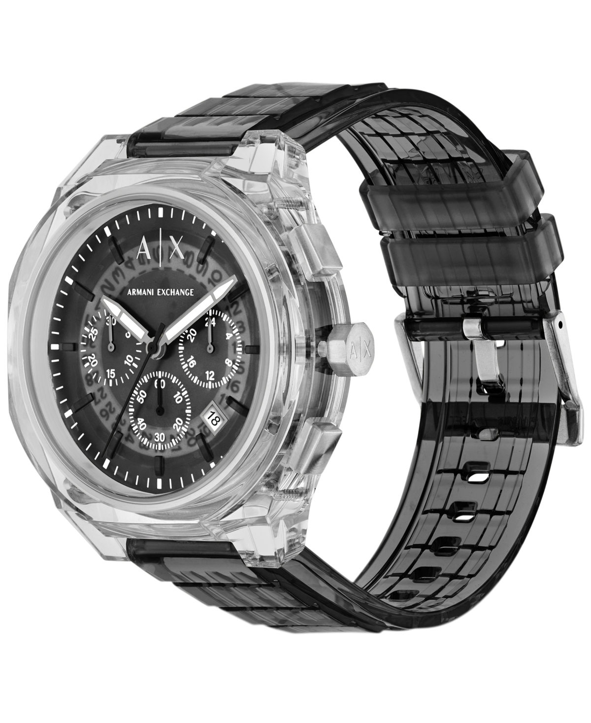 A|X Armani Exchange Men's Sync Quartz Chronograph Gray Polyurethane Watch, 44mm