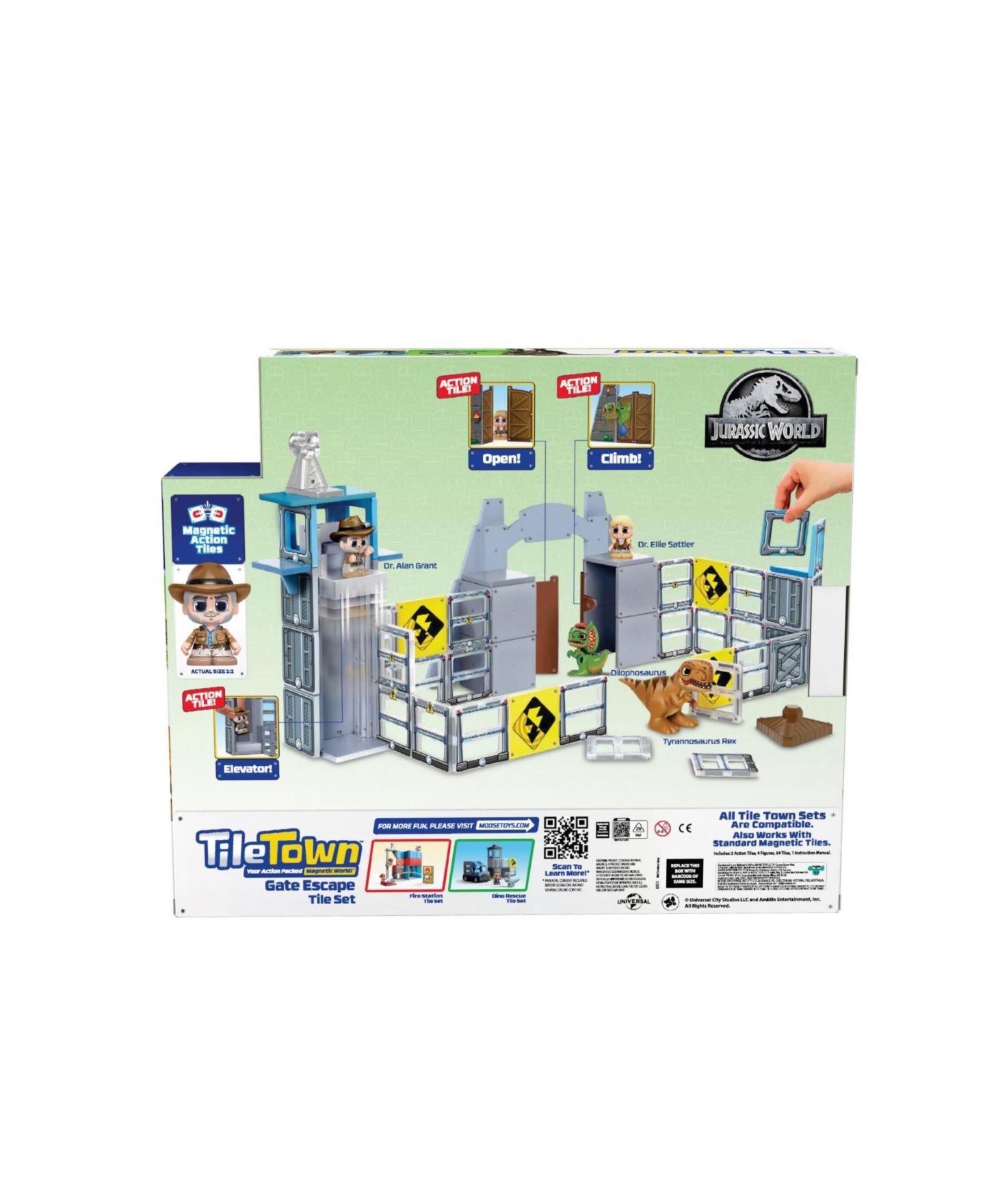 Детский игровой набор Tile Town Jurassic World Dino Escape Magnetic Tiles Playset, 69 Piece — фото 3