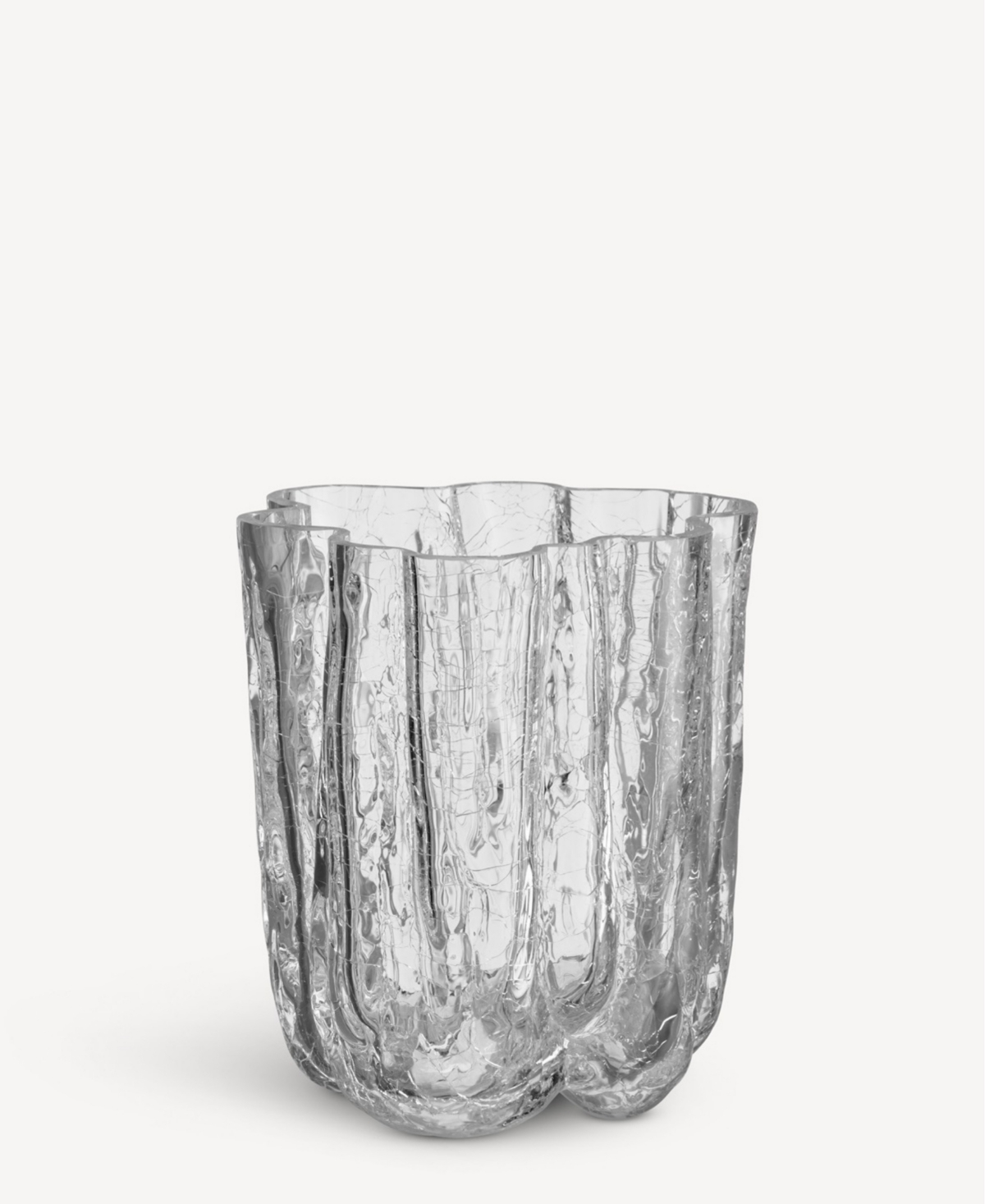 Kosta Boda 4.8" Crackle Crystal Glass Vase In Clear