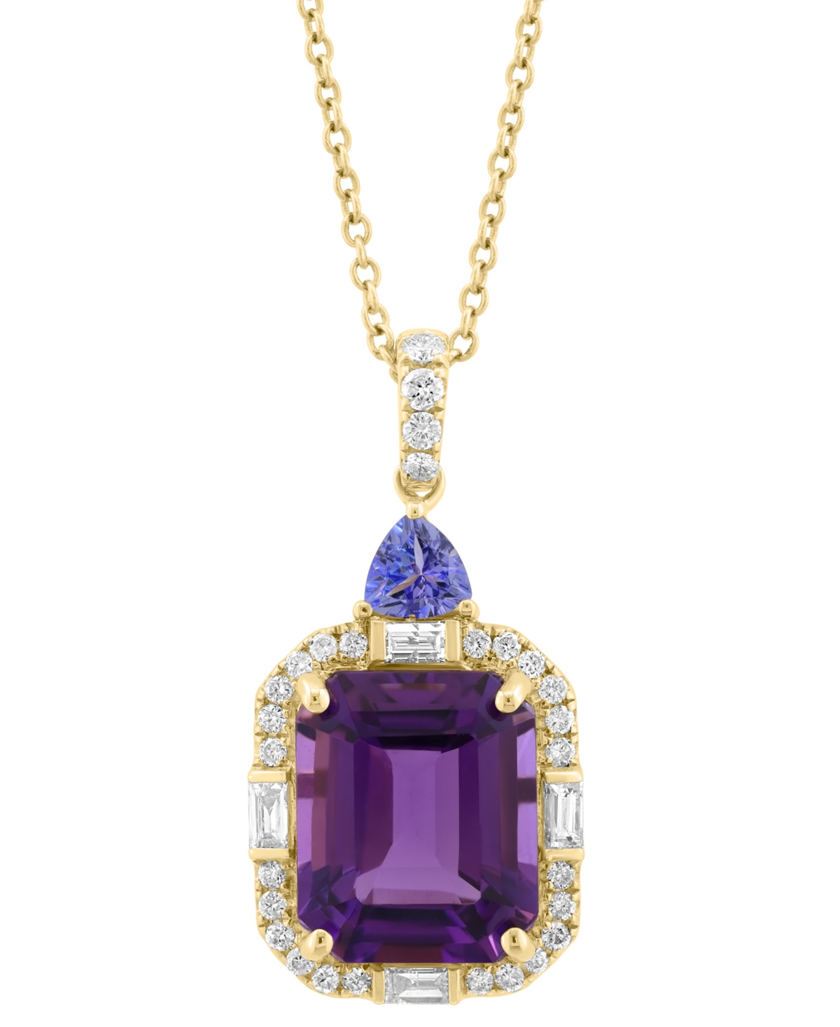 EFFY COLLECTION EFFY AMETHYST (4 CT. T.W.), TANZANITE (1/2 CT. T.W.), & DIAMOND (1/3 CT. T.W.) IN 14K GOLD, 17" + 1" 