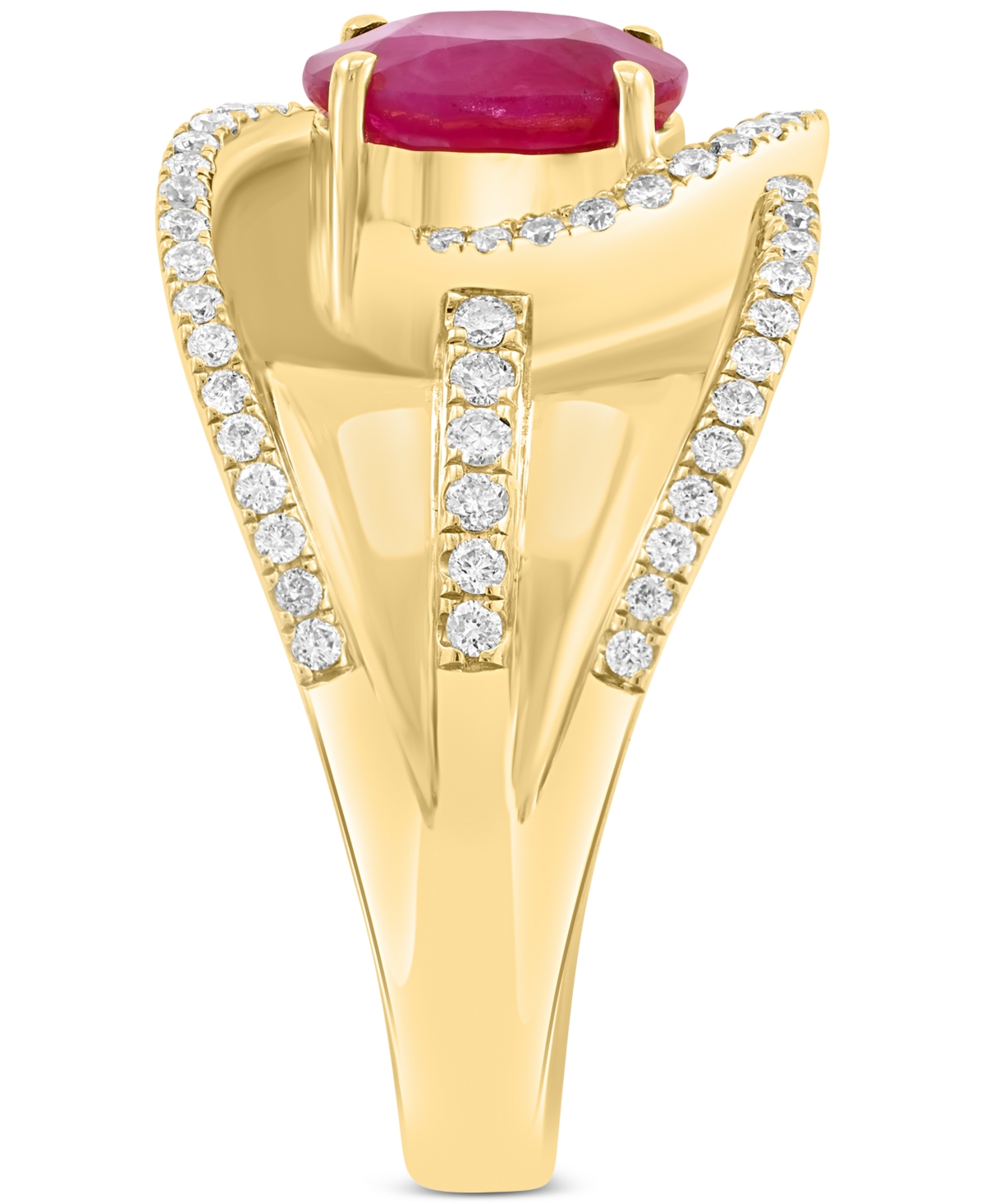 Effy Collection Effy Ruby (1-1/5 Ct. T.w.) & Diamond (3/8 Ct. T.w.) Crossover Statement Ring In 14k Gold In Ruby