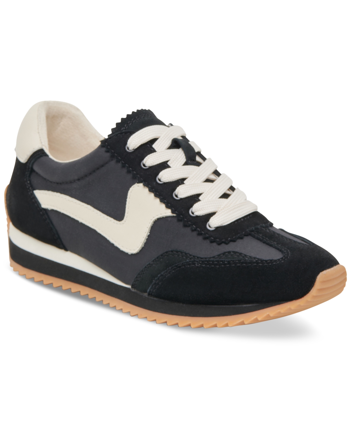 Shop Dolce Vita Women's B.ntcd Lace-up Retro Jogger Sneakers In Black Suede,nylon