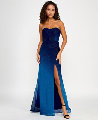 Violet Weekend Juniors' Glitter-Mesh Ombr Gown - Macy's