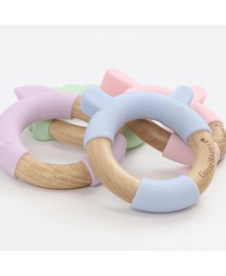 Green Lion Circle Silcone + Wood Teether