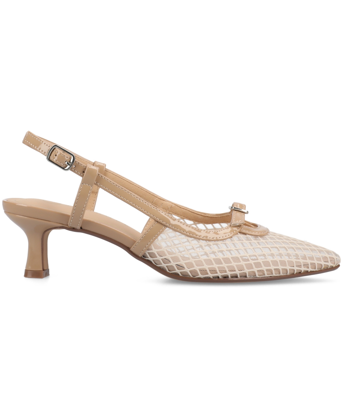 Shop Journee Collection Women's Padma Slingback Kitten Heel Pumps In Mesh,nude