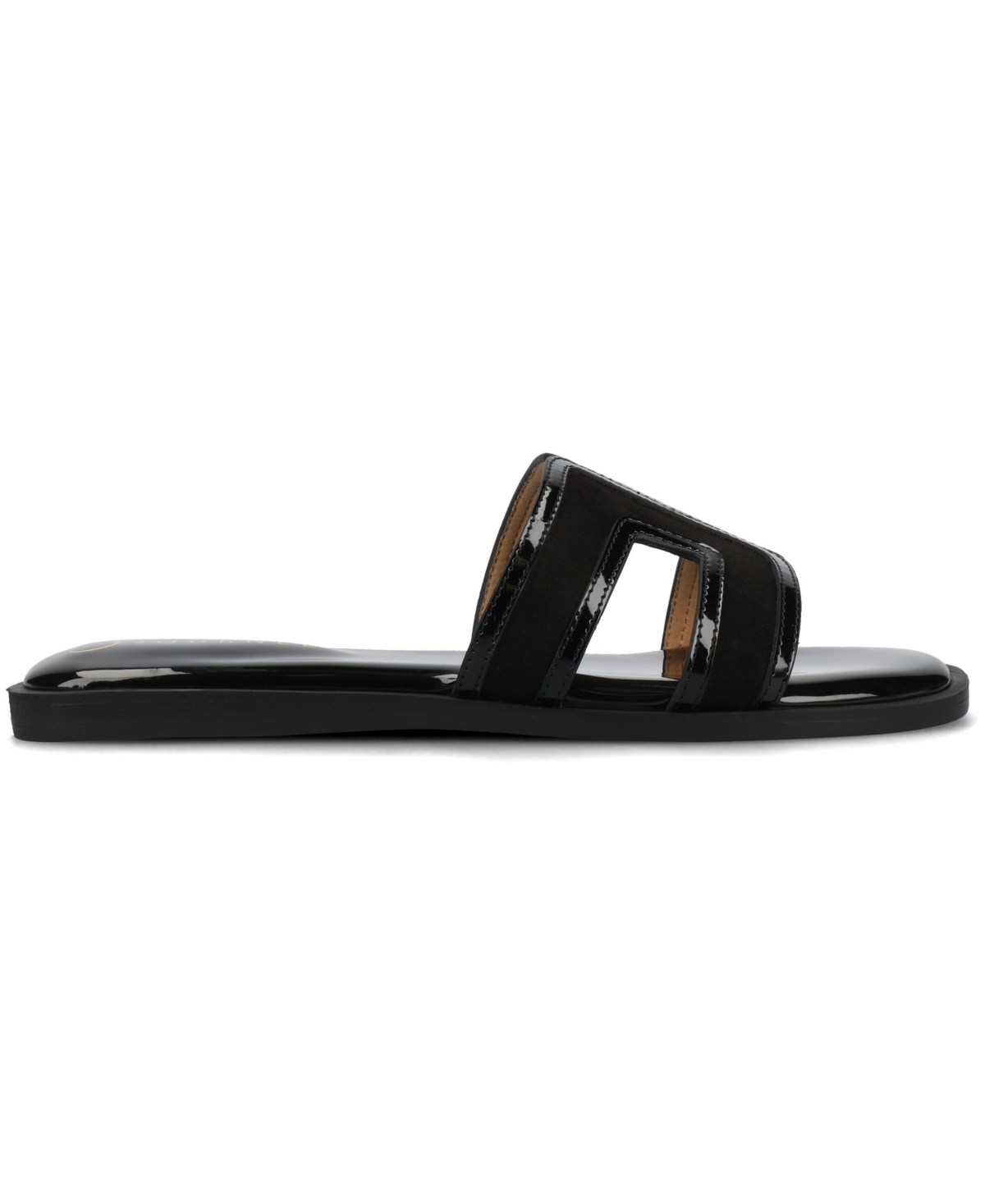 Shop Journee Collection Women's Primah Slide Flat Sandals In Patent,black